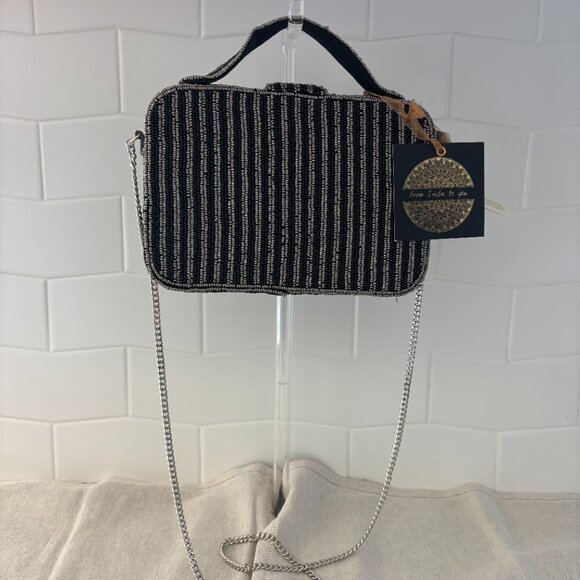 Made in India Travel Beaded Crossbody Bag - Black and Silver - Viral Bag - Picture 2 of 14
